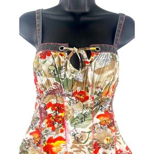 Firetrap women’s dress denim straps trim small 34/36 chest excellent